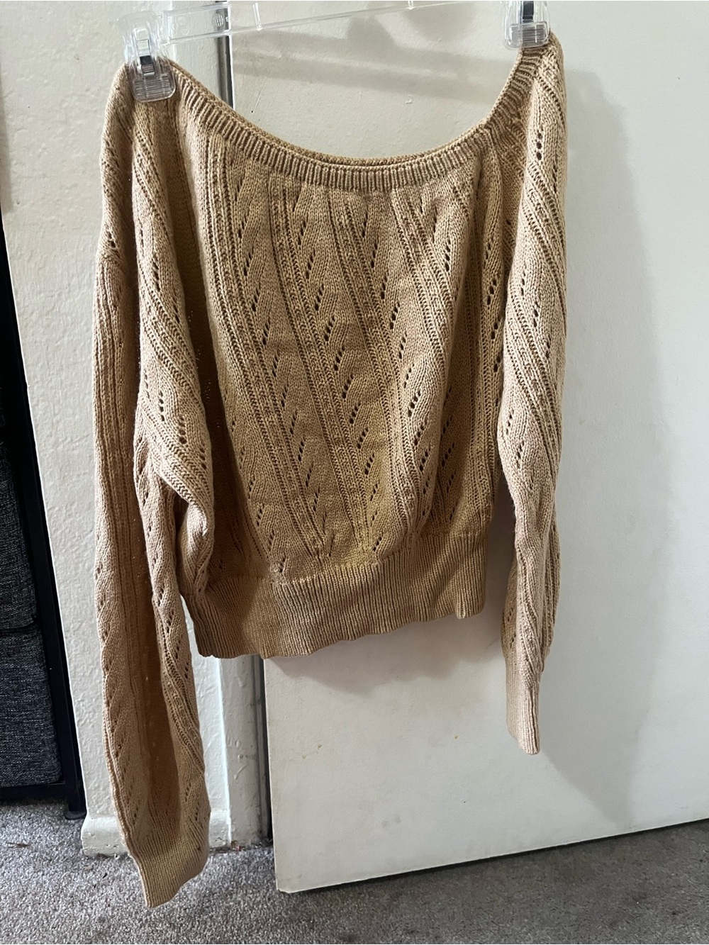 Beige Knit Openwork Women’s Sweater